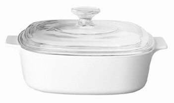 Photo 1 of CorningWare Pyroceram Classic Casserole Dish with Glass Cover, White, Square, 2 Quart, 2 Liter (Medium)
