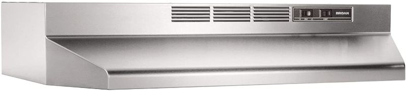 Photo 1 of Broan-NuTone 413604 Non-Ducted Ductless Range Hood Insert with Light, Exhaust Fan for Under Cabinet, 36-Inch, Stainless Steel
