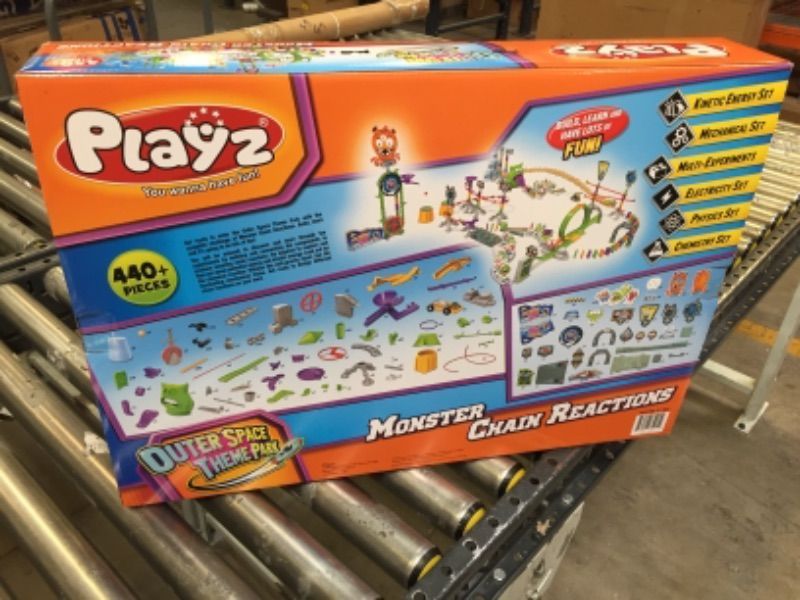 Photo 2 of Playz Skylab Adventure Monster Chain Reactions Marble Run Science Kit STEM Toy with Race Tracks for Boys & Girls, Kids Roller Coaster Toy Experiments, Outer Space Theme Park Educational Gift FACTORY SEALED
