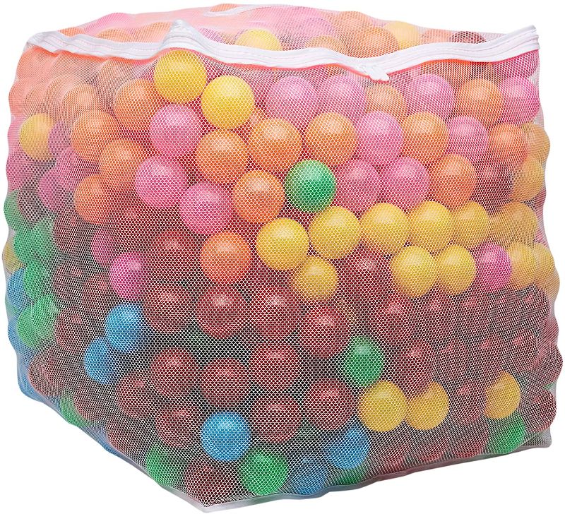Photo 1 of Amazon Basics BPA Free Plastic Ball Pit Balls with Storage Bag, 1,000 ct (2.3” Diameter), Bright Colors
