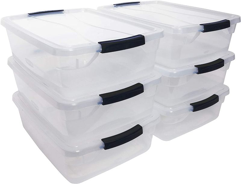 Photo 1 of  6  Plastic Storage Containers with Durable Latching Clear Lids, Visible Organization and Storage, Great for Classroom, Underbed, and Garage Storage