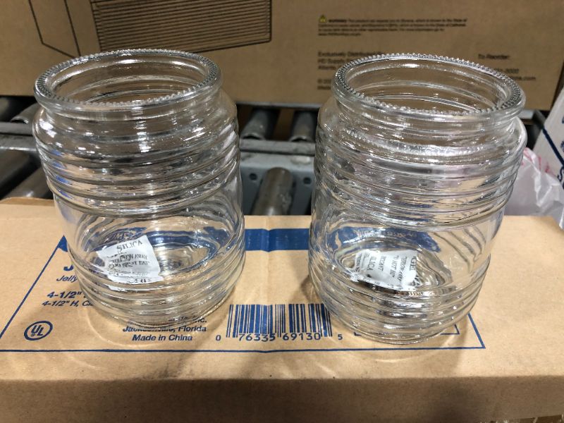 Photo 2 of 4-3/4 in., 3-1/8 in. Clear Fitter Jelly Jar 2 glasses 
