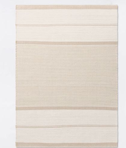 Photo 1 of 5'x7' Marina Striped Wool/Cotton Area Rug Cream