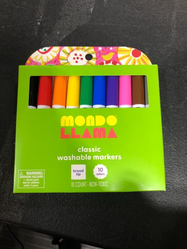 Photo 2 of 10ct Washable Markers Broad Tip Classic Colors - Mondo Llama™
