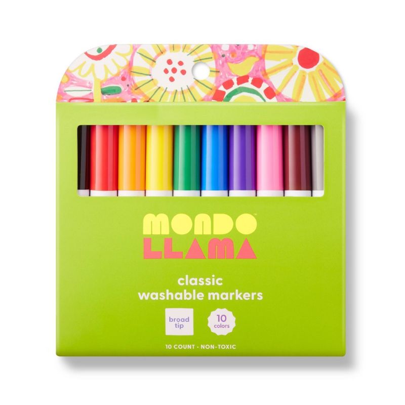 Photo 1 of 10ct Washable Markers Broad Tip Classic Colors - Mondo Llama™
