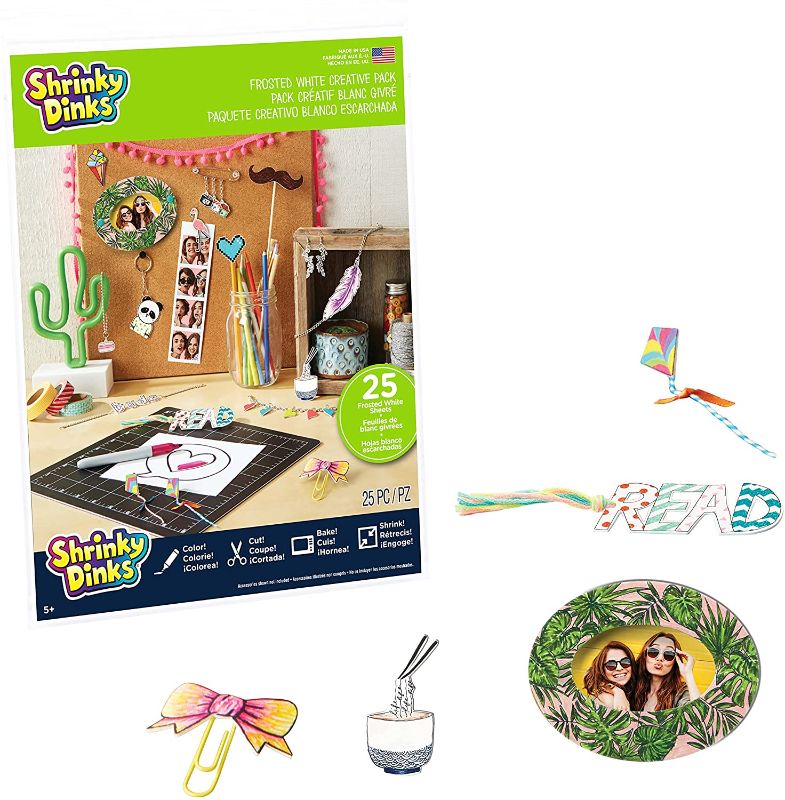 Photo 1 of Just Play Shrinky Dinks Creative Pack, 25 Sheets Frosted White, Kids Art and Craft Activity Set
