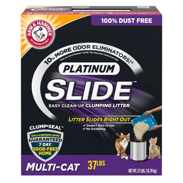 Photo 1 of Arm Hammer Platinum SLIDE Easy Clean Clumping Litter Multi-Cat 37 Lbs
