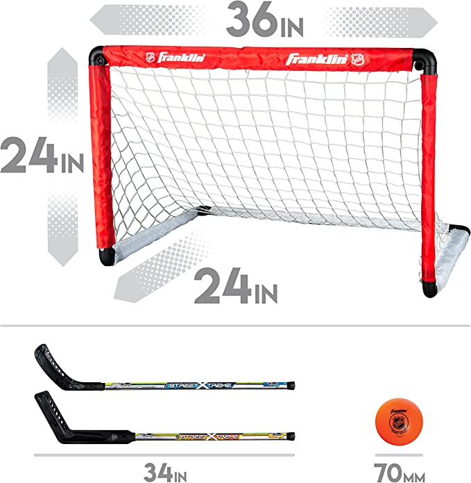 Photo 2 of Franklin Sports 36" NHL Hockey Goal with 2 Sticks - Youth Hockey Goal and Stick Set - Official NHL Product
