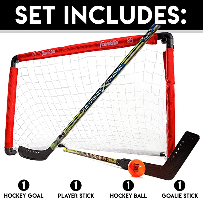 Photo 3 of Franklin Sports 36" NHL Hockey Goal with 2 Sticks - Youth Hockey Goal and Stick Set - Official NHL Product
