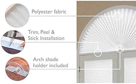 Photo 2 of 2 pack ** Redi Shade No Tools Original Arch Light Filtering Pleated Fabric Shade White, 72 in x 36 in
