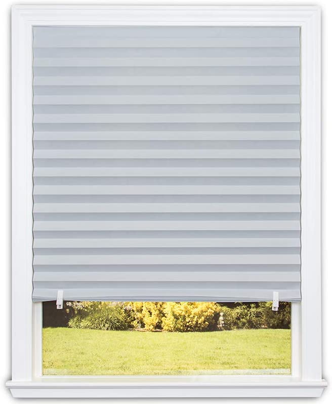 Photo 4 of 2 pack ** Redi Shade No Tools Original Arch Light Filtering Pleated Fabric Shade White, 72 in x 36 in
