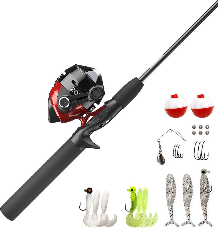 Photo 1 of Zebco 202 Spincast Reel and Fishing Rod Combo, 5-Foot 6-Inch 2-Piece Fishing Pole, Size 30 Reel, Right-Hand Retrieve, Pre-Spooled with 10-Pound Zebco Line
