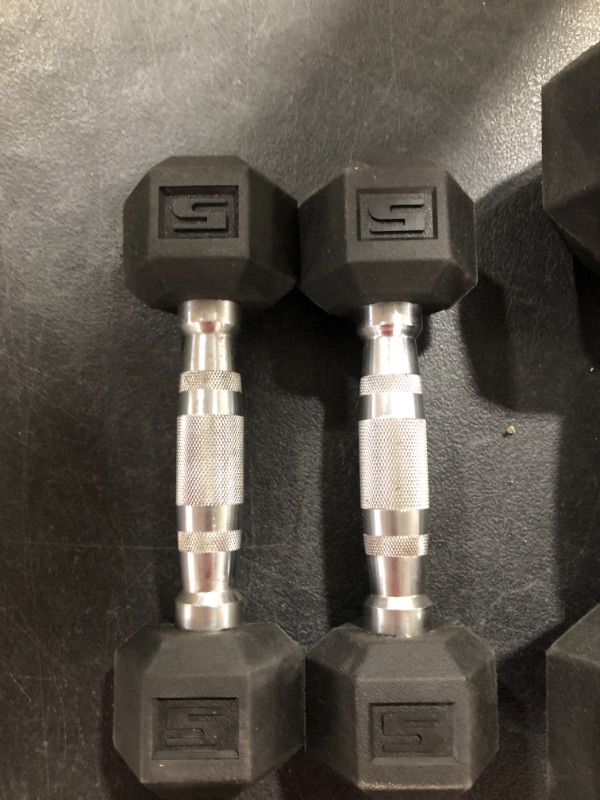 Photo 6 of Amazon Basics Rubber Encased Hex Dumbbell Hand Weights 2 @ 5lbs and 2 @ 20lbs (4 weights total)
