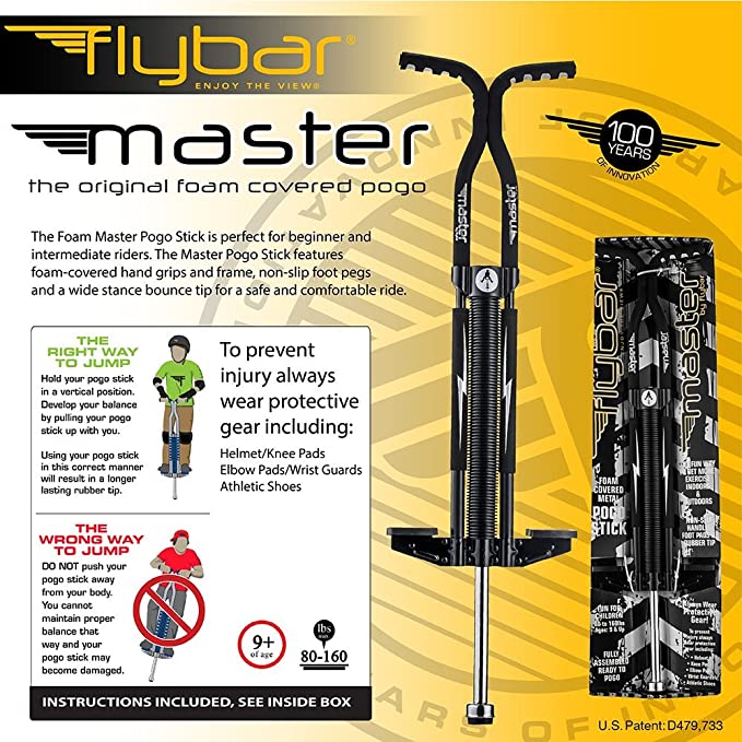 Photo 3 of Flybar Foam Master Pogo Stick For Kids Boys & Girls Ages 9 & Up, 80 to 160 Lbs - Fun Quality Pogostick By The Original Pogo Stick Company
