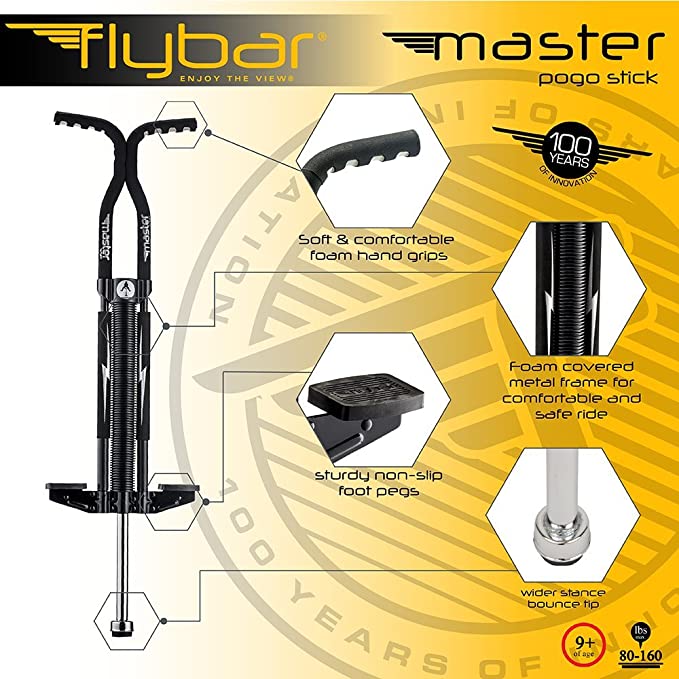 Photo 2 of Flybar Foam Master Pogo Stick For Kids Boys & Girls Ages 9 & Up, 80 to 160 Lbs - Fun Quality Pogostick By The Original Pogo Stick Company
