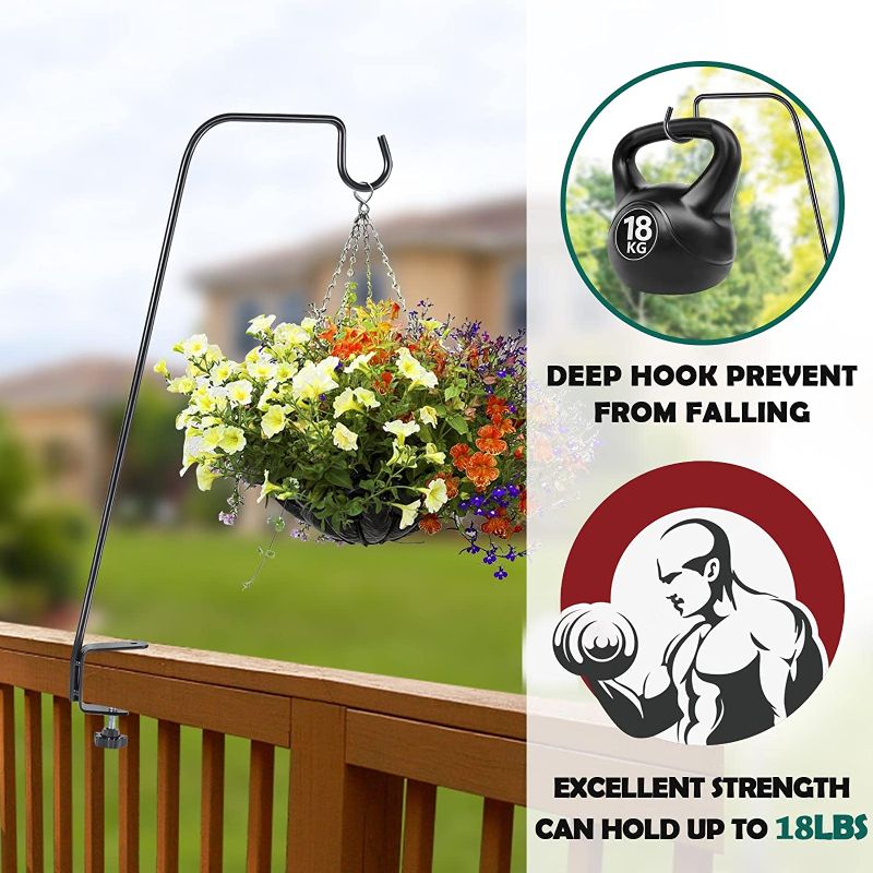 Photo 4 of 2 PACK  **   Deck Bird Feeder Hanger, Heavy Duty Extended Reach Deck Hook for Bird Feeders, Planters, Lanterns, Wind Chimes, Holiday Decorations and More
