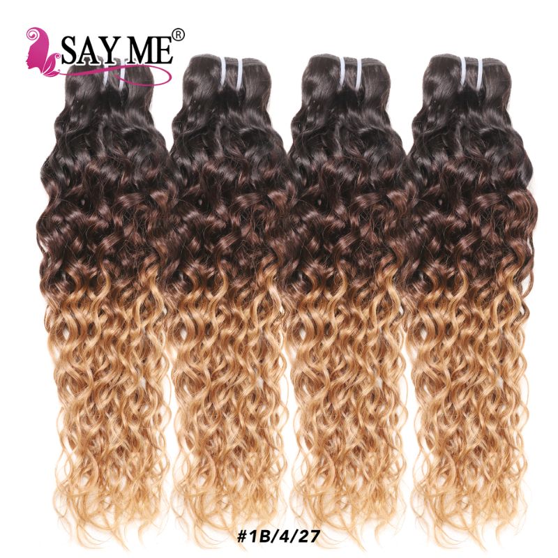 Photo 1 of  Curly Hair 3 Bundles with Easy Closure Synthetic High Temperature Fiber Long Deep Curly Heat Resistant Hair BROWN/BLONDE OMBRE 