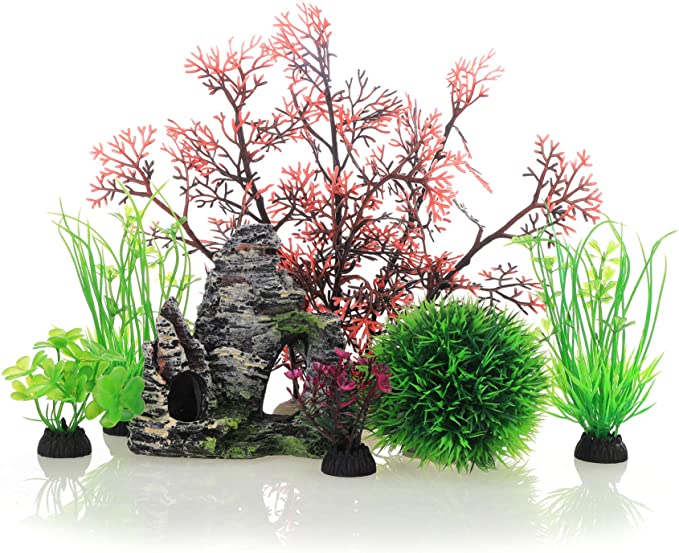 Photo 3 of   MIX BOX OF HOME GOODS  --   Aquarium Fish Tank Plastic Plants and Cave Rock Decorations Decor Set 7 Pieces, Small and Large Artificial Fish Tank Plants with Cave Rock 
Milan Door Handle Lever with Modern Contemporary Slim Round Design for Home Hallway o
