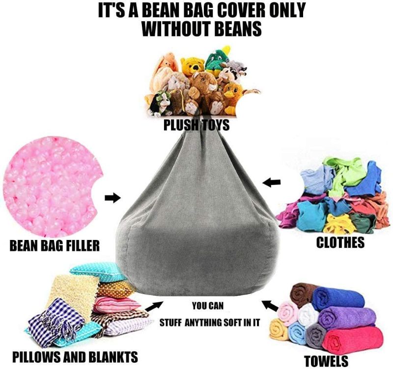 Photo 3 of Bean Bag Chair Cover (No Filler) Washable Ultra Soft Corduroy Sturdy Zipper Beanbag Cover for Organizing Plush Toys or Textile, Sack Bean Bag for Adults,Kids  GREEN 48" 
