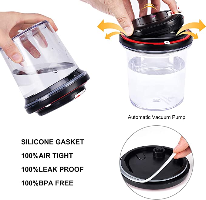 Photo 1 of  3 PIECE SET   Anholi airtight seal food storage containers, Auto electric vacuum pump, cookie jars, Lasting freshness food save canister set, BPA Free,3pcs,Kitchen Pantry Organization for dry food, coffee, pasta, cereal

