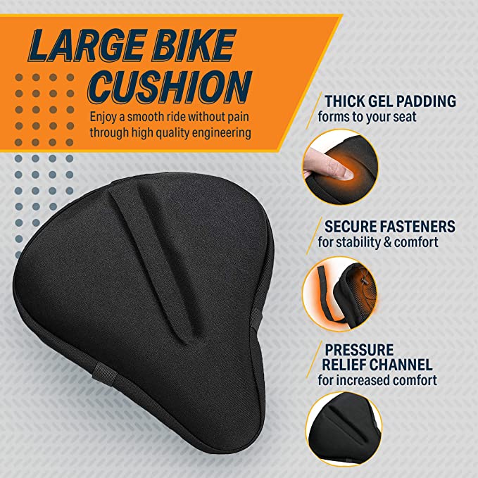 Photo 4 of Bike Seat Cushion - Padded Gel Bike Seat Cover (1 BLACK )  +   Adjustable Sports Safety Helmet - Multi-Sport Impact Protection Helmet for Children and Adults