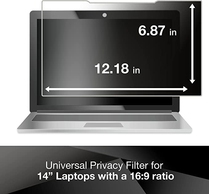 Photo 1 of  MIX BOX   -  3M Privacy filter for 14 Inch Widescreen Laptop, COMPLY Attachment for Flip-Share, Reversible Gloss/Matte, Reduces Blue Light, Screen Protection   +   14 Inch Laptop Screen Protector Tempered Glass for 14"   +  Protective Snap On Hard Case S