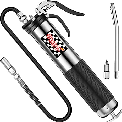 Photo 1 of Bravex Heavy Duty Professional Pistol Grip Grease Gun 6000 PSI - 18 inch Flex Hose …
