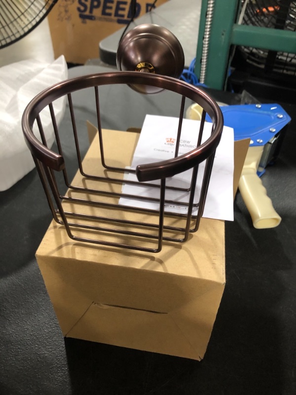 Photo 1 of Bronze Toilet Paper Holder Basket Wall Mount Paper Tissue Roll Organizer for Bathroom, Oil Rubbed Bronze Toilet Tissue Storage, Solid Brass-Rust Resistance
