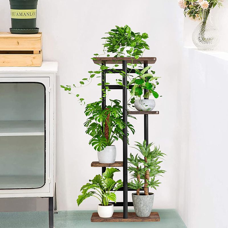 Photo 4 of  (1)  Gar-Life Bamboo Plant Stand Rack 6 Tier 7 Potted Indoor&Outdoor Multiple Stand Holder Shelf Rack Planter Display for Patio Garden, Living Room, Corner...  +   (1) INGIORDAR Plant Stand Metal 4 Tier 5 Potted Plant Rack Flower Pot Holder Shelves Stora