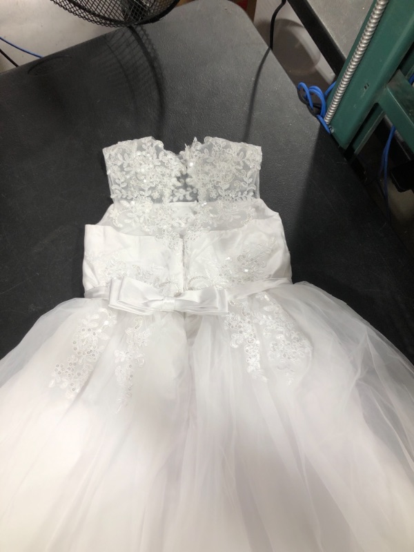 Photo 2 of Lace Applique Tulle Flower Girl Dress Junior Bridesmaid Wedding Party Dresses  size 8-9 youth
