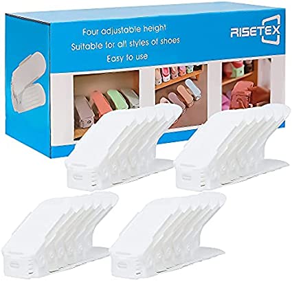 Photo 1 of Shoe Slots Organizer 24 Pack, Adjustable 4 Level Shoe Space Saver (White, 24pack)