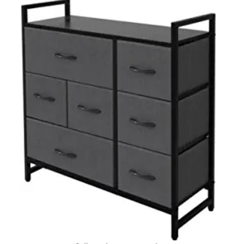 Photo 1 of AZL1 Life Concept Storage Dresser Furniture Unit - Large Standing Organizer Chest for Bedroom, Office, Living Room, and Closet - 7 Drawers Removable Fabric Bins - Dark Grey