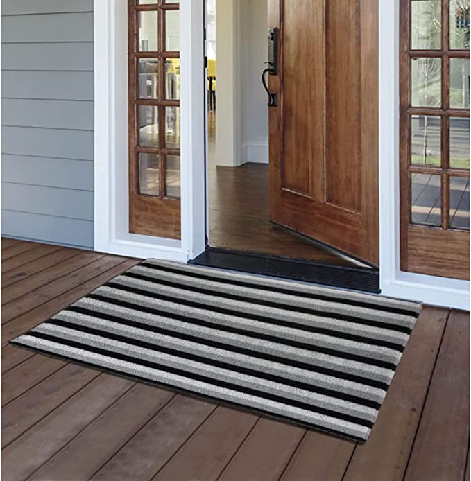 Photo 1 of AiBOB Outdoor, Anti-Slip Entrance Floor Mats Outside, 24 X 36 in, Waterproof Low-Profile Front Door Mat Resist Dirt, Easy to Clean in black, gray, and silver