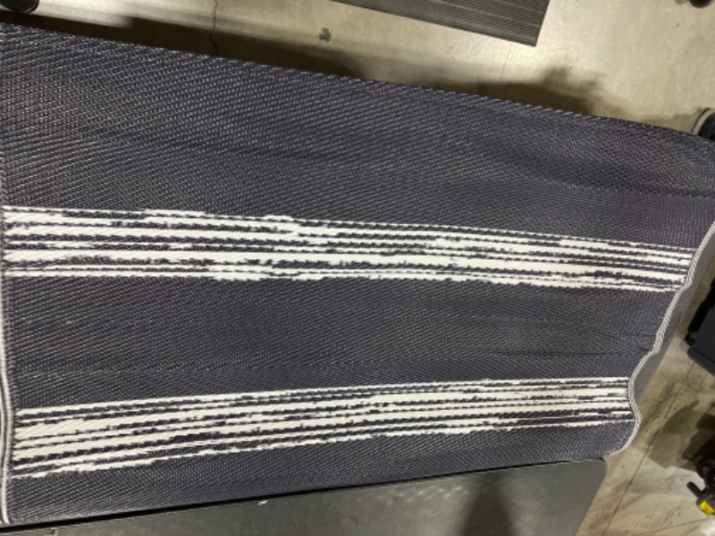 Photo 2 of 4' x 6' Outdoor Rug Dark Navy Stripe - Room Essentials™

