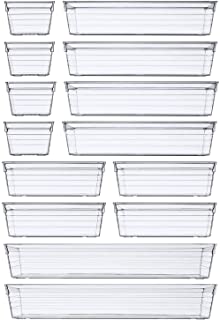 Photo 1 of 14 PCS Clear Plastic Drawer Organizer Tray for Makeup, Kitchen Utensils, Jewelries and Gadgets

