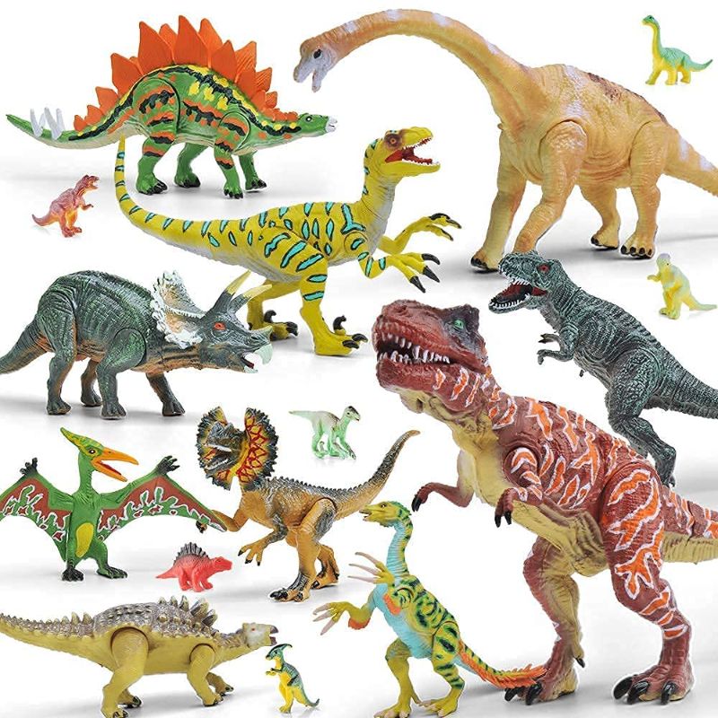 Photo 1 of 20Pcs Dinosaur Toys for Boys, Gizmovine Realistic Dinosaurs Figures Toy Playset, Movable Educational Dinosaur Figures Including T-Rex, Triceratops, Velociraptor for 3 5 Year Old Kids Party Gifts