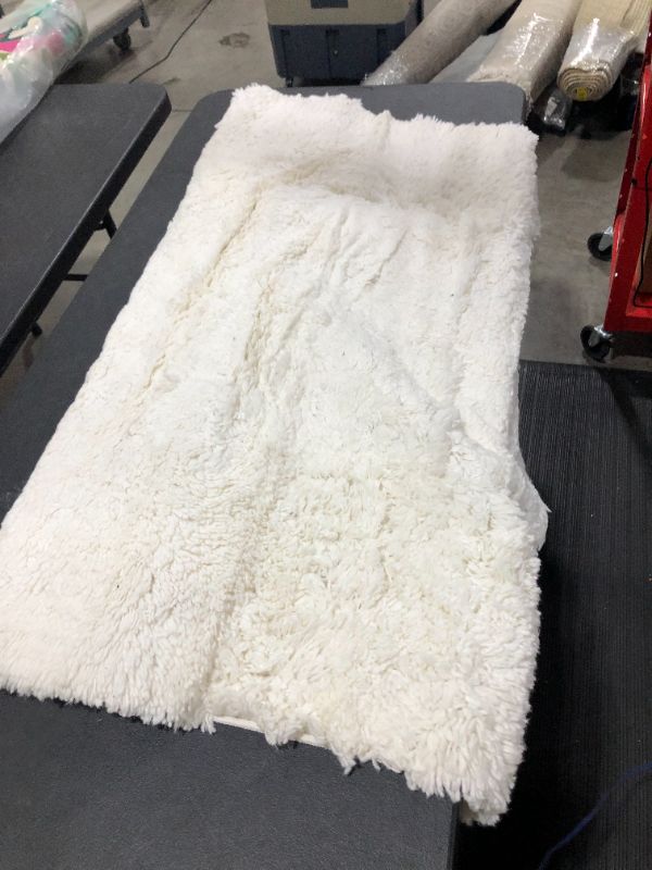 Photo 2 of White Plush Shag Washable Accent Rug 4'x5'6 - Room Essentials