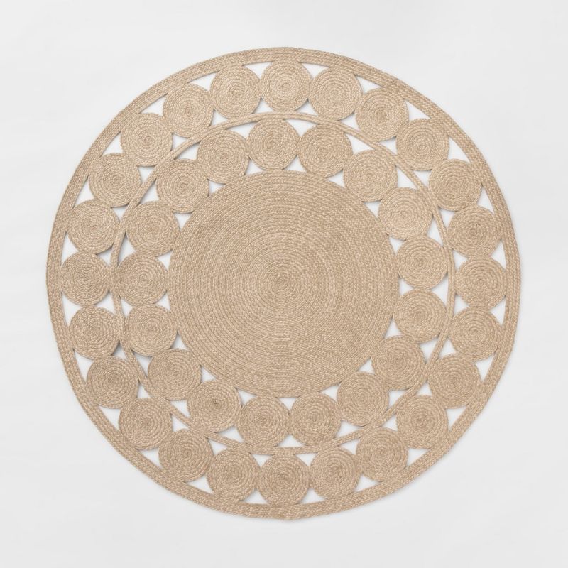 Photo 1 of 6' Round Woven Outdoor Rug Natural - Opalhouse