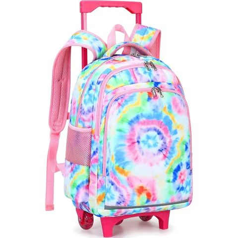 Photo 1 of CAMTOP Rolling Backpack Girls Travel Roller Bag with Wheels Kids School Bags Wheeled Luggage Backpack (Tie Dye)