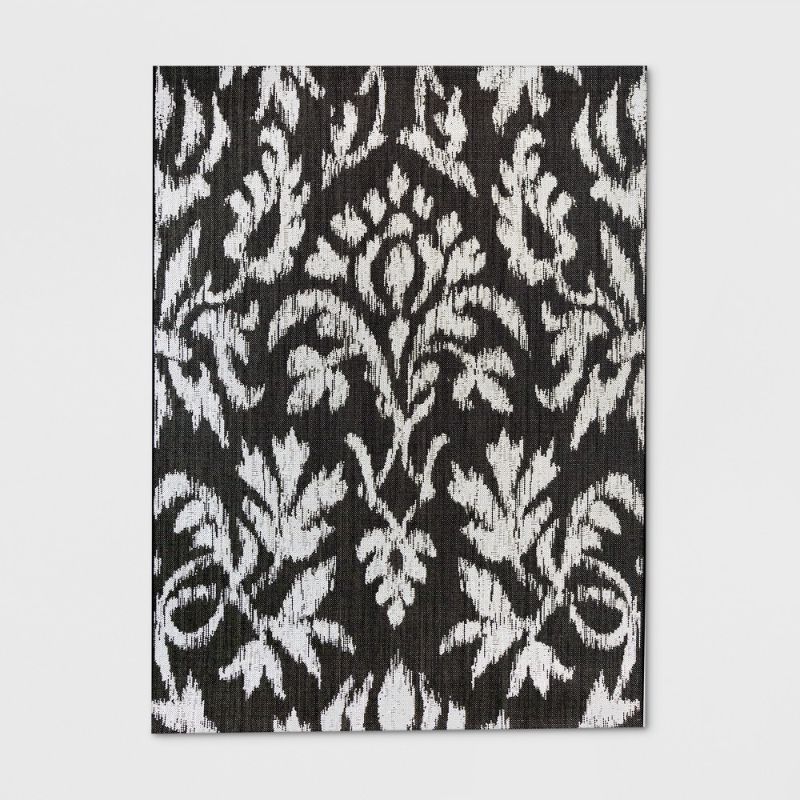 Photo 1 of 5' X 7' Garden Ikat Outdoor Rug Black - Threshold™