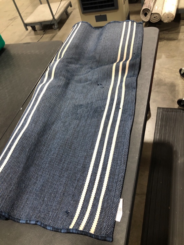 Photo 2 of 5' X 7' Stripe Outdoor Rug Navy - Threshold