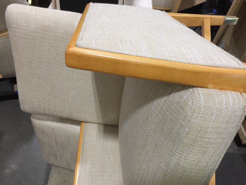 Photo 4 of LIGHT CREME CANVAS FABRIC ARMCHAIR 37H INCHES