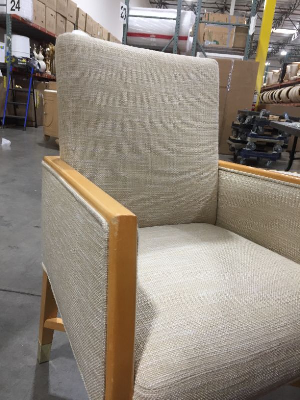 Photo 4 of LIGHT CREME CANVAS FABRIC ARMCHAIR 37H INCHES