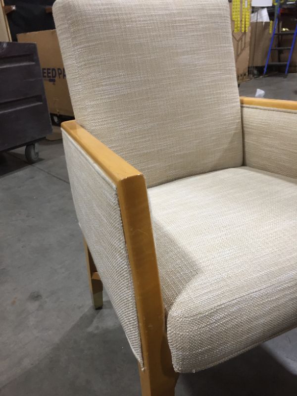 Photo 4 of LIGHT CREME CANVAS FABRIC ARMCHAIR 37H INCHES