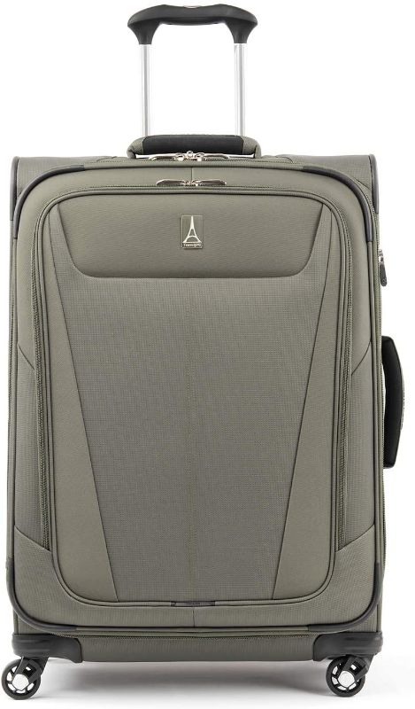 Photo 1 of Travelpro Maxlite 5 Softside Expandable Luggage with 4 Spinner Wheels, Lightweight Suitcase, Men and Women, Slate Green, Checked-Medium 25-Inch
