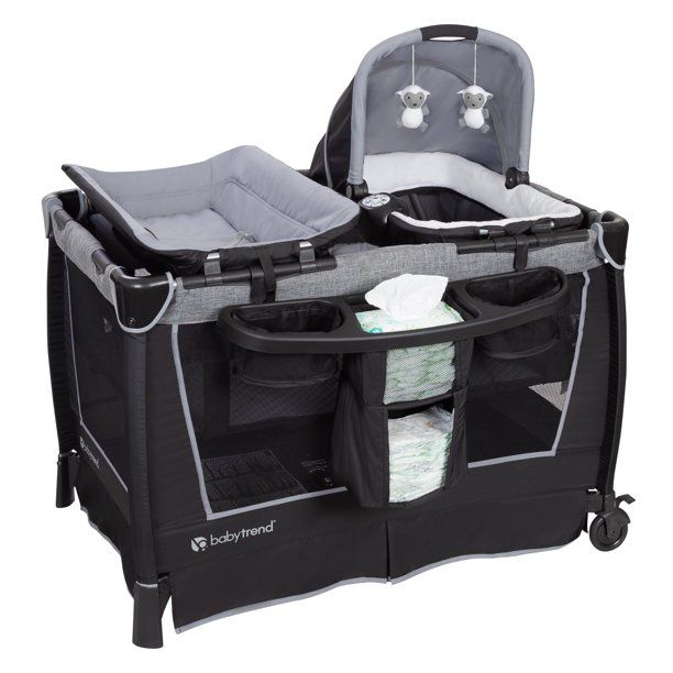 Photo 1 of Baby Trend Simply Smart Nursery Center Playard with Bassinet and Travel Bag, Whisper Grey
