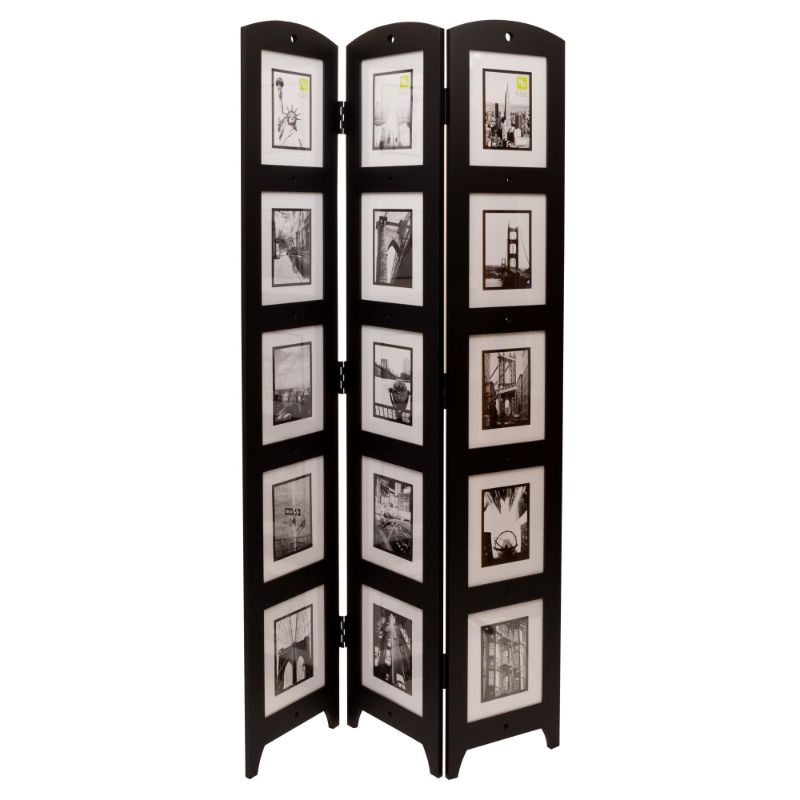 Photo 1 of AZ Home and Gifts Kieragrace KG Providence Photo Triple-Panel Wood Room Divider - Black
