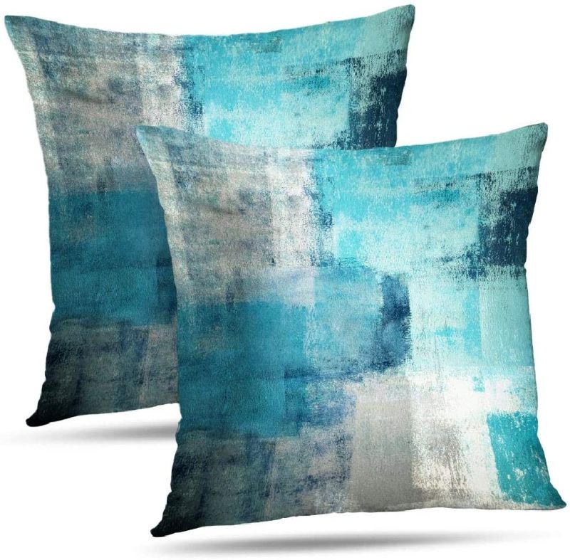Photo 1 of Alricc Lumbar Throw Pillow Covers,Pack of 2 Soft Velvet Decorative Cushion Cover for Sofa Bedroom Car (26X26 inch, Turquoise)
