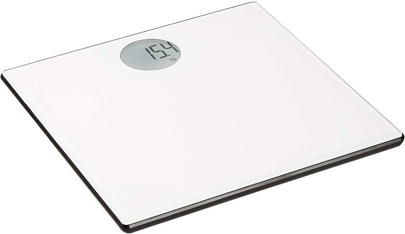 Photo 1 of Amazon Basics Body Weight Scale with BMI technology - Auto On/Off Function, white
