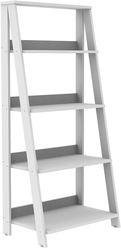 Photo 1 of Walker Edison Sophia Modern 4 Shelf Ladder Bookcase , 55 Inch, White
